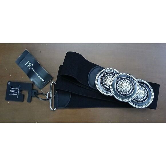 INC International Concepts Accessories - I.N.C International Concepts Women's 2X Stretch Fabric Round Medallions Belt